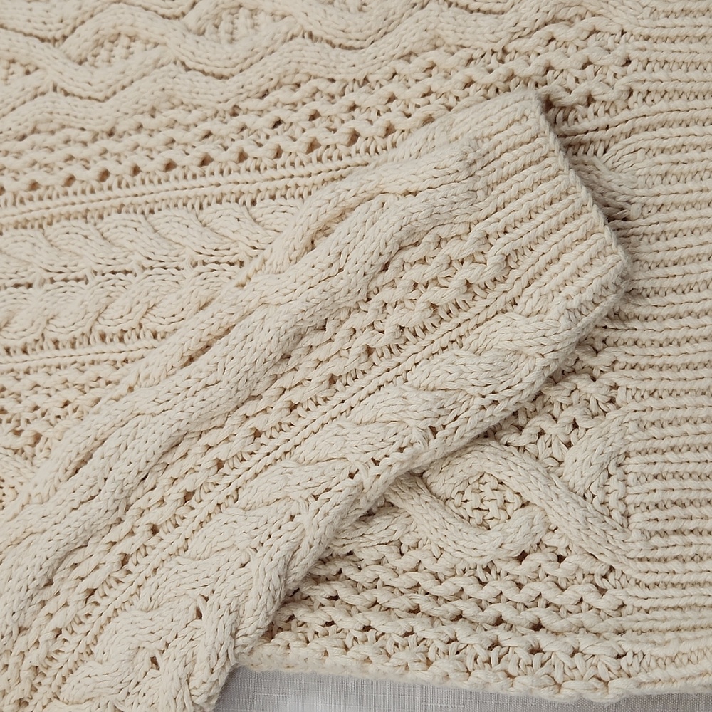 Yorkshire Knitting Co. Cream Turtle Neck Fishermans Vintage Sweater. Size L - Picture 8 of 9